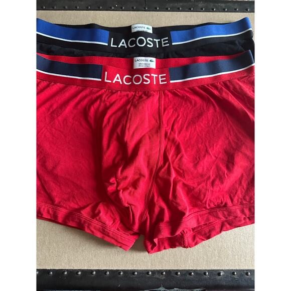 VTG NWOT LaCoste Brazilian trunk underwear 2 pairs black red size XL - Picture 5 of 6